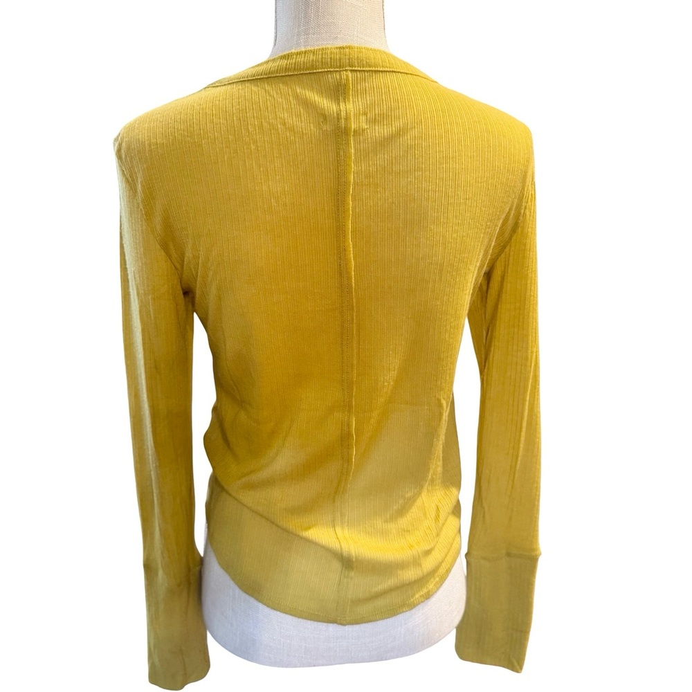 Anthropologie Pilcro Chartreuse Yellow Long Sleeve Henley Top - Picture 3 of 11